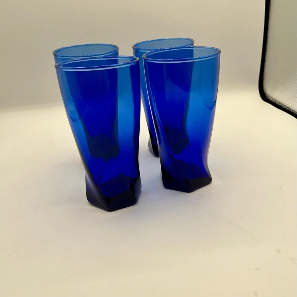 Blue Modern Tumbler Glasses - Set of 4